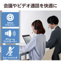 ヘッドセット USB 有線 単一指向性 ノイズキャンセリング オーバーヘッド HS-HP06SUBK 1個 エレコム（直送品）