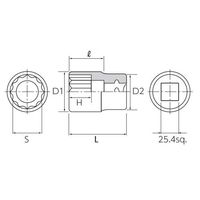 エスコ 1”DRx32mm ソケット EA618SL-32A 1個（直送品）