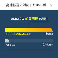 サンワサプライ ダイレクト:USB3.2 Gen1 ハブ付き ギガビットLANアダプタ 400-HUBA3BK 1台（直送品）