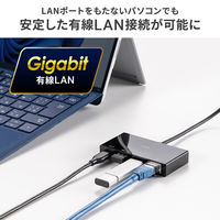 サンワサプライ ダイレクト:USB Type-Cハブ付き ギガビットLANアダプタ 400-HUBC5BK 1個（直送品）