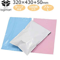 logimart 宅配ビニール袋L ブルー 320×430mm 封かんシール付 1パック（100枚入） 100z566-bl
