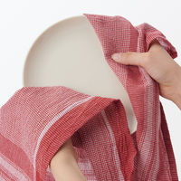 無印良品 インド綿細番手 マルチクロス チェック 赤 約50×50cm 良品計画