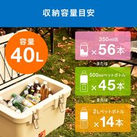 アイリスオーヤマ HUGEL 真空断熱クーラーボックス 40L チャコールグレー VITC-40 1個