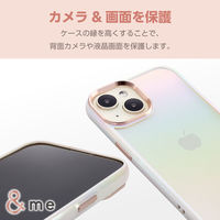 iPhone 15/ハイブリッドケース/&Me/オーロラ/ストラップシート付属/フレームカラー/ホワイト PM-A23AHVCAWH 1個