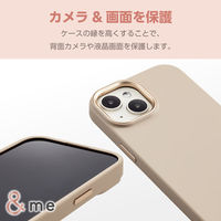エレコム iPhone 15/ハイブリッドシリコンケース/ショルダーストラップ付き/&Me/グレージュ PM-A23ASCSSGB 1個