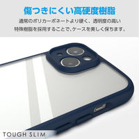 iPhone15 ケース ハイブリッド 耐衝撃 薄型 背面クリア ネイビー PM-A23ATSLFCKNV エレコム 1個（直送品）
