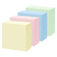 アスクル はたらく ふせん 付箋  キューブ 75×75mm （正方形） パステル4色アソート 20冊（4冊×5箱） オリジナル