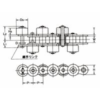 椿本チエイン サイドローラ付 RS形チェーン RS40ー1LSRPーTーJL 1セット(9個)（直送品）