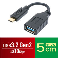 USB変換アダプタ Type-C[オス] - USB-A[メス] USB3.2 Gen2対応 変換ケーブル USA-10G2 1個
