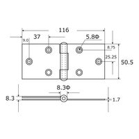 和気産業 ステン横長丁番 51mm VF-013 1セット(4個)（直送品）
