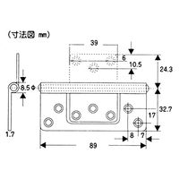 和気産業 厚口フラッシュ丁番 89mm ブラウン VF-033 1セット(6個)（直送品）