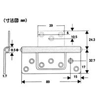 和気産業 厚口フラッシュ丁番 89mm シルバー VF-036 1セット(6個)（直送品）