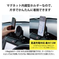 マグネット 車載 スマホホルダー ワイヤレス充電器 7.5W エアコンクリップタイプ 黒 W-QC11BK エレコム 1個