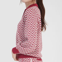 クアルトユナイテッド ヘリンボーン柄ニットトップス　RED　L M3455 1点（直送品）