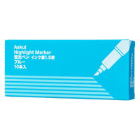アスクル 蛍光ペン 蛍光マーカー インク容量1.5倍 ブルー 1箱（10本入）  オリジナル（わけあり品）