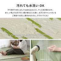 【玄関渡し】 萩原 洗えるい草風カーペット　やなぎ　江戸間10畳 グリーン 440×348cm（直送品）