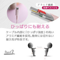 オウルテック やわらかく断線に強い Lightningケーブル 2m ライトピンク OWL-CBKLTSR2R20-LP 1個