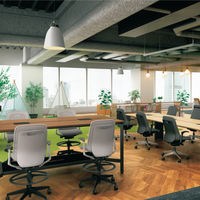 【軒先渡し】プラス Rena 事務イス 背クッション 樹脂脚 固定肘 ハイタイプ テラコッタオレンジ KB-RN66SKL OR 1脚（直送品）