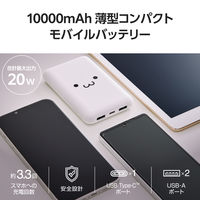 モバイルバッテリー 大容量 薄型 軽量 USB-C/A 合計最大 20W 10000mAh EC-C11WF エレコム 1個