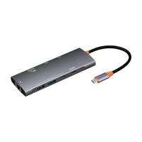 ドッキングステーション USB Type-C接続 HDMI カードリーダー LAN 9in1 アルミ製 グレー 1個 ナカバヤシ