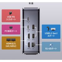 サンワサプライ ドッキングステーション USB-C HDMI×2 USBハブ 2画面出力 ドライバ不要 USB-CVDK12 1個（直送品）