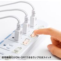 延長コード 電源タップ 2m 3P（ピン） 6個口 スイッチ ホワイト TAP-S10N2-2 サンワサプライ 1個（直送品）
