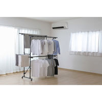 アイリスオーヤマ 組み立て簡単たっぷりスタイル物干し ブラック KTM-2018ST 1台