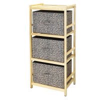 ジャックポット スマートウッドラック4段+インナーボックス＜レオパード×3個＞ 幅440×奥行300×高さ1050mm 1セット（直送品）