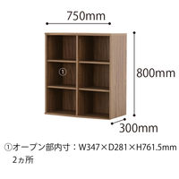 佐藤産業 NF ネフラス オープンシェルフ ブラウン 幅750×奥行300×高さ800mm NF80-75OP 1台（直送品）