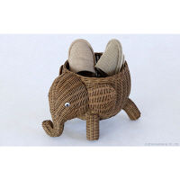 サンフラワーラタン ラタンアニマルバスケット 象 Lサイズ ダークブラウン GK601LMK 1個（直送品）