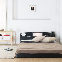 友澤木工 棚照明付フロアベッド セミシングル 圧縮ロールポケットコイルマットレス付 SS ホワイト 1台（直送品）