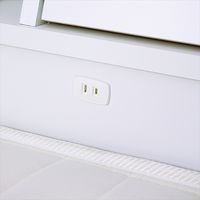 友澤木工 フラップテーブル 照明 コンセント 仕切り付引出し付ベッド ダブル 圧縮ロールポケットコイルマットレス付 D クラシックホワイト 1台（直送品）