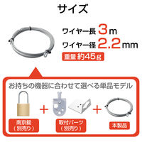 セキュリティワイヤー 3m 直径2.2mm ESL-W3022 エレコム 1個