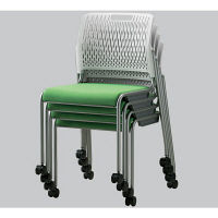 【軒先渡し】サンケイ　ミーティングチェア　キャスター脚タイプ　ダイメトロールシート　座：グリーン（布）　背：ブラック　1セット（4脚入）　（直送品）