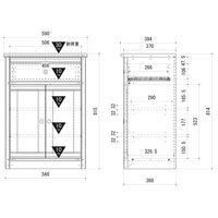 【軒先渡し】朝日木材加工 ミルフィー フレンチカントリー調キャビネット ナチュラル/ナチュラルホワイト 幅590 × 奥行394 × 高さ815mm （直送品）