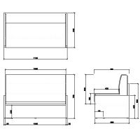【車上渡し】アール・エフ・ヤマカワ パネル脚ソファ 2人掛け ブラック 幅1100mm RFPLSF-2BK 1脚（直送品）