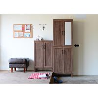 佐藤産業 GENKA ジェンカ シューズボックス ブラウン 幅580×奥行350×高さ1732mm GK175-60 1台（直送品）