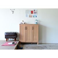 佐藤産業 GENKA ジェンカ シューズボックス ダークナチュラル 幅869×奥行350×高さ935mm GK95-90 1台（直送品）