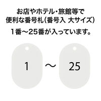オープン工業 番号札（1～25番） 大 25枚 白 BF-50-WH 1ケース（25枚入/1～25番）