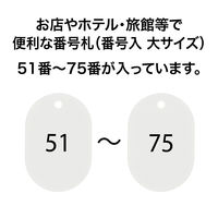オープン工業 番号札(51~75番) 大 25枚 白 BF-52-WH 1ケース(25枚入/51~7