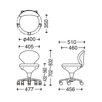 オカムラ スツール 布張タイプ 肘なし 背付 ゴムキャスター 座面回転 オレンジ LU16ZG-FMT7（直送品）
