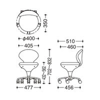 オカムラ スツール 布張タイプ 肘なし 背付 ナイロンキャスター 座面回転 ローズ LU16ZS-FMT6（直送品）