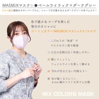 Kirei Mask MASMiXマスク（ペールライラック×ダークグレー）1セット（30枚入×4箱） 川本産業 ツートンカラーマスク バイカラー