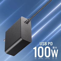 サンワサプライ USB PD対応AC充電器(PD100W・TypeCケーブル付き) ACA-PD93BK 1個（直送品）