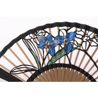 ひしだ ST-22 額透彫扇 蘭 黒 7寸 1本（直送品）