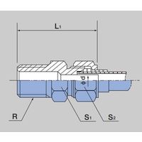 エスコ R 1/8”x 6mm ユニオン(ハーフ/黄銅製) EA425LA-60 1セット(30個)（直送品）