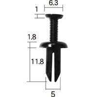 エスコ プッシュリベットクリップ(90044ー68291ー010/10個) EA527CP-131 1セット(100個:10個×10袋)（直送品）