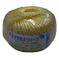 エスコ 3.0mmx100m PPロープ(溶着なし/黄) EA628PR-34 1セット(10個)（直送品）