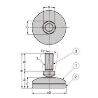 エスコ φ30mm/M8x20.5/100kg アジャスターボルト(首振/エコ EA949HA-12 1セット(10個)（直送品）