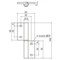 エスコ 50x102mm 30角用アルミ旗丁番(左用) EA976CB-61 1セット(4個)（直送品）